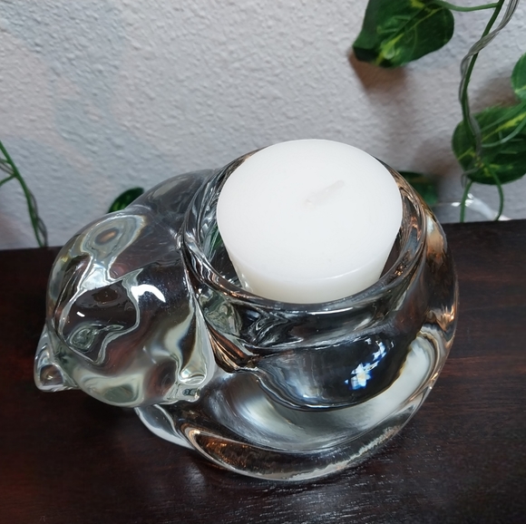 Vintage Indiana Glass Cat Candle Holder - Picture 3 of 3